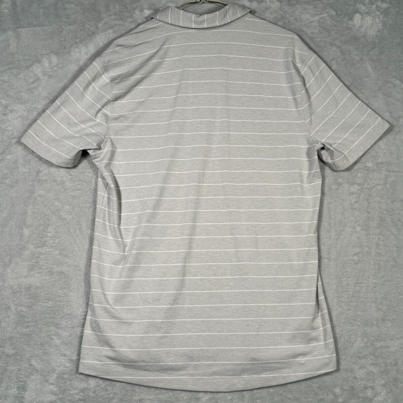 Lululemon Polo Shirt L Gray Striped Short Sleeve *NO SIZE TAG SEE‎ MEASUREMENTS - Picture 5 of 7